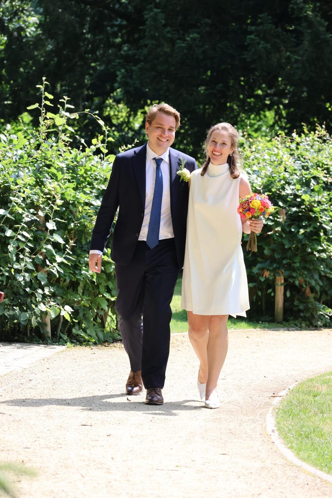 Justine en Victor op hun trouwdag in Waregem